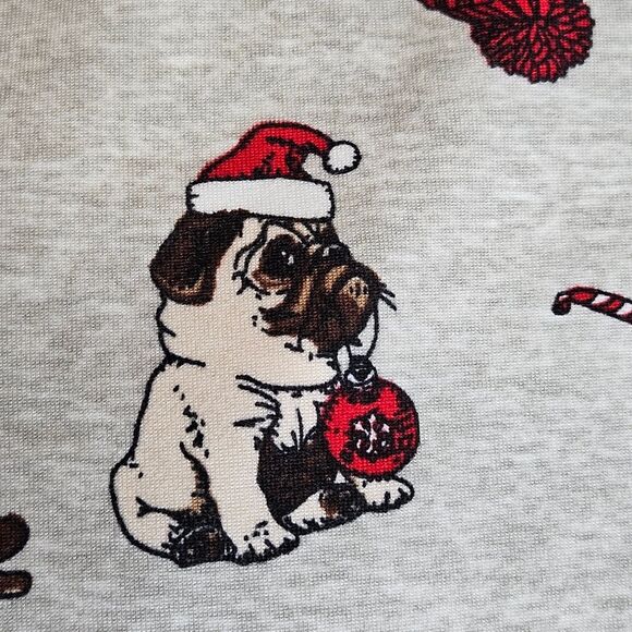 Santa's Treasures Christmas Dressed Pug Dogs Pull On Loungewear Pajama Pants - Picture 5 of 12